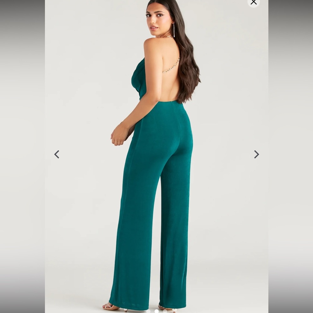 Elegant Teal Jumpsuit - Picture 2 of 5